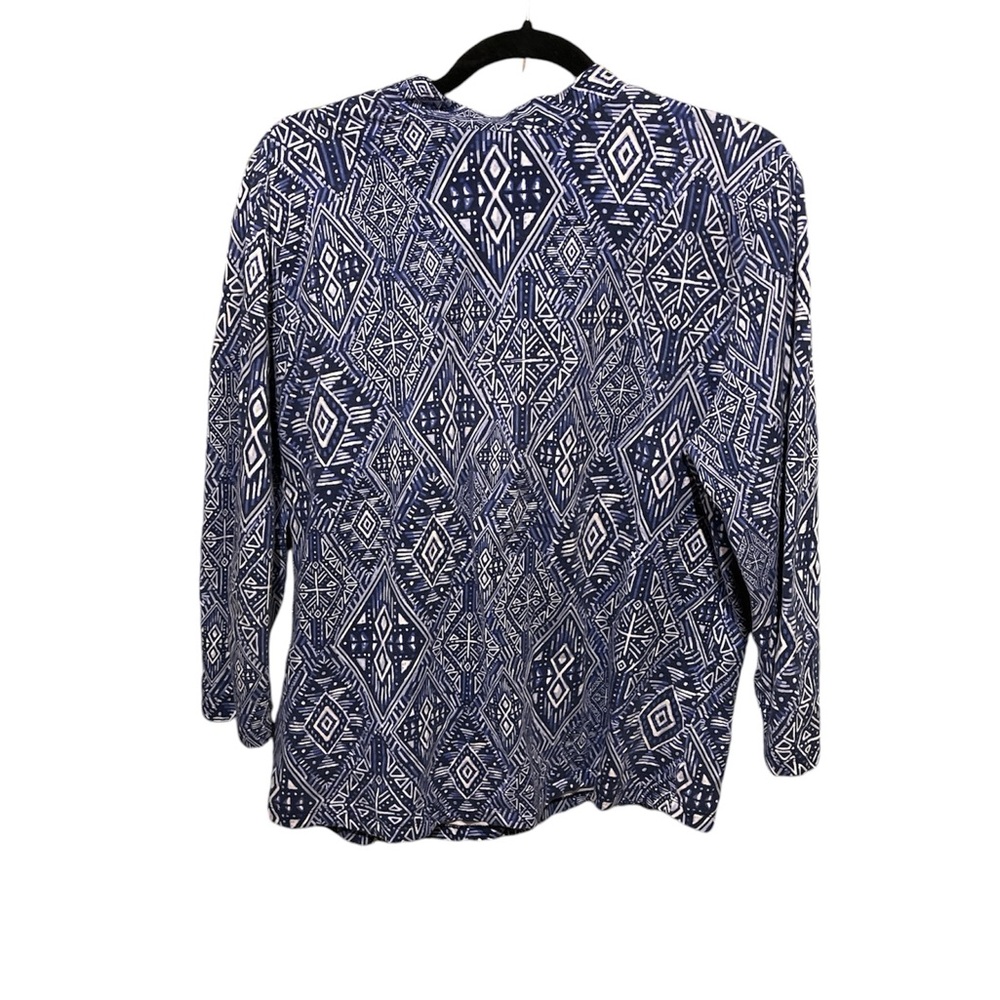 Ruby Rd. Jeweled Neck Geometric Pattern Top Size … - image 4